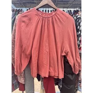 Everlane Cotton T-shirt Blouse S Women's Mauve Lightweight Pleated